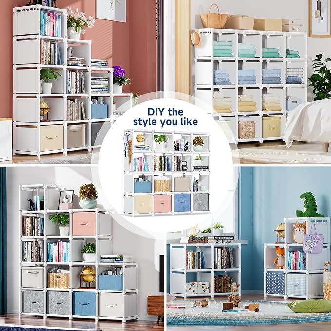 Mavivegue Book Shelf, 16 Cube Storage Organizer, Metal Cube Bookshelf, DIY - Image 7