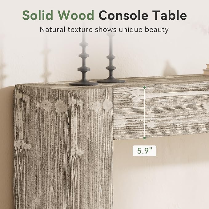 Solid Wood Console Table, 63-Inch Farmhouse Sofa Table Behind Couch - Image 5