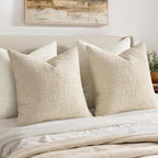 MIULEE Chenille Textured Throw Pillow Covers Beige 18x18 Set of 2 | Slubby - Image 5