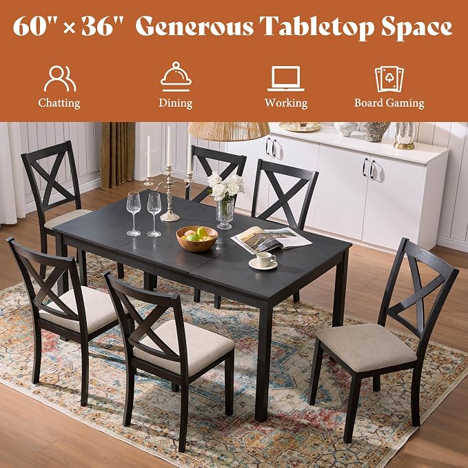 AMERLIFE 7-Piece Farmhouse Dining Table Set - Image 7
