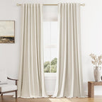 100% Blackout Linen Curtains 100 Inch Length 2 Panels Set by Guken