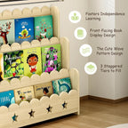 EXPERLAM Scalloped Kids Bookshelf, 3-Tier Front Facing Toddler Bookshelf - Image 3