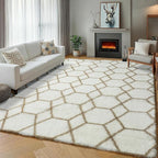 8x10 Area Rugs for Living Room, Fluffy White and Beige Bedroom Modern Rug | - Image 7