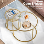 aboxoo Nesting Coffee Table Set of 2, Small Round Glass Nesting Tables - Image 4