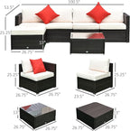 Outsunny 6 Piece Patio Furniture Set Outdoor Wicker Conversation Set All - Image 7