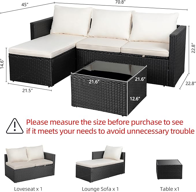 Shintenchi 4 Pieces Patio Furniture Sets, Outdoor Sofa Patio Sectional Sets All - Image 4