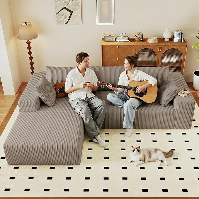 95" Cloud Sectional Couch with L-Shape Chaise, Modular Comfy Sofa Chaise Longue - Image 6