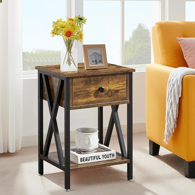 VECELO Nightstands Set of 2, Modern Bedside End Tables, Night Stands - Image 2