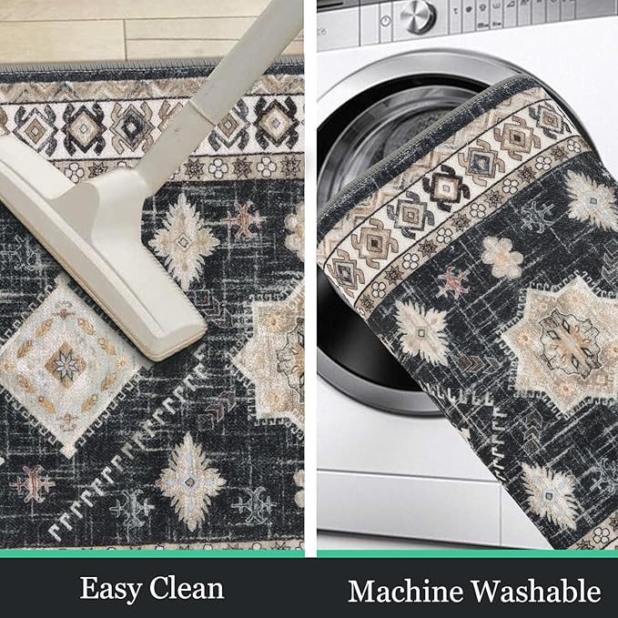 HEBE Boho Kitchen Rugs Set of 3, Non Slip Washable Kitchen Mats - Image 4