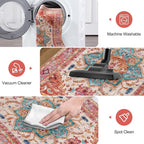 Yamaziot Washable Area Rug, 4x6 Non-Slip Boho Living Room Bedroom Rug | Stain - Image 5