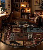 Rustic Round Rug 4ft, Washable Circle Rug - Image 4