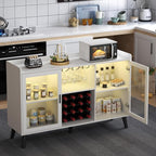 Loomie Wine Bar Cabinet with LED Light, Home Coffee Cabinet with Wine Rack and - Image 7