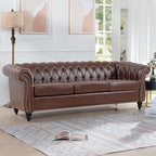 LEVNARY Chesterfield Sofa, Classic Tufted Upholstered Leather Couch, Modern 3 - Image 3