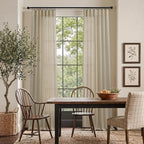 Modern Farmhouse Linen Curtains 80 Inches Long 2 Panel Set Taupe Semi Sheer - Image 2