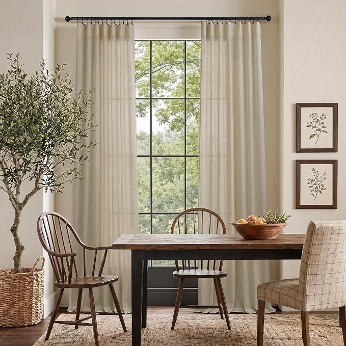 Burlywood Birch Beige Taupe Linen Curtains 63 Inch Length 2 Panels Bedroom - Image 2