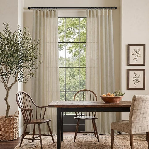 102 Inch Long Curtains Semi Sheer Linen Curtains - Image 2