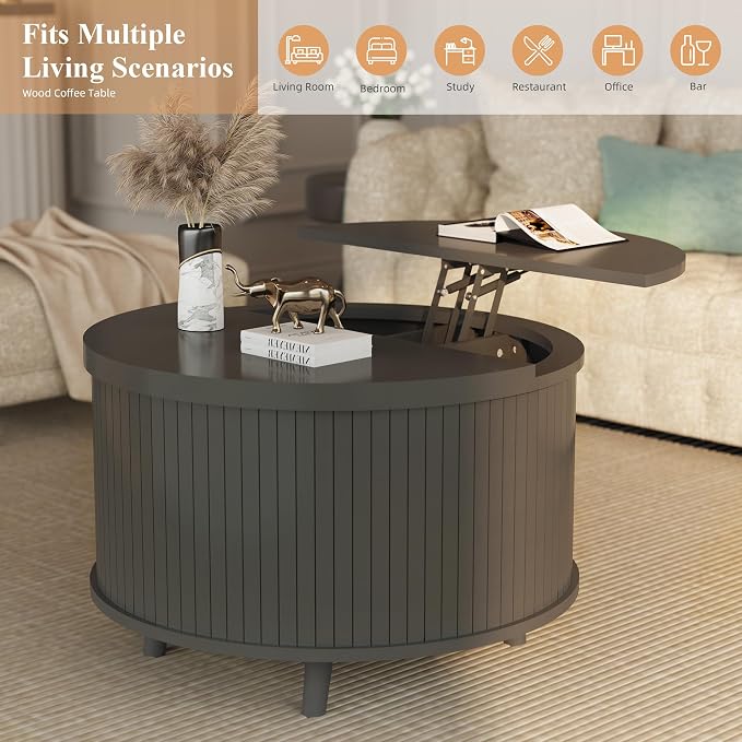 Easyego Lift Top Coffee Table for Small Spaces, 31.5" Mid-Century Modern Wooden - Image 6