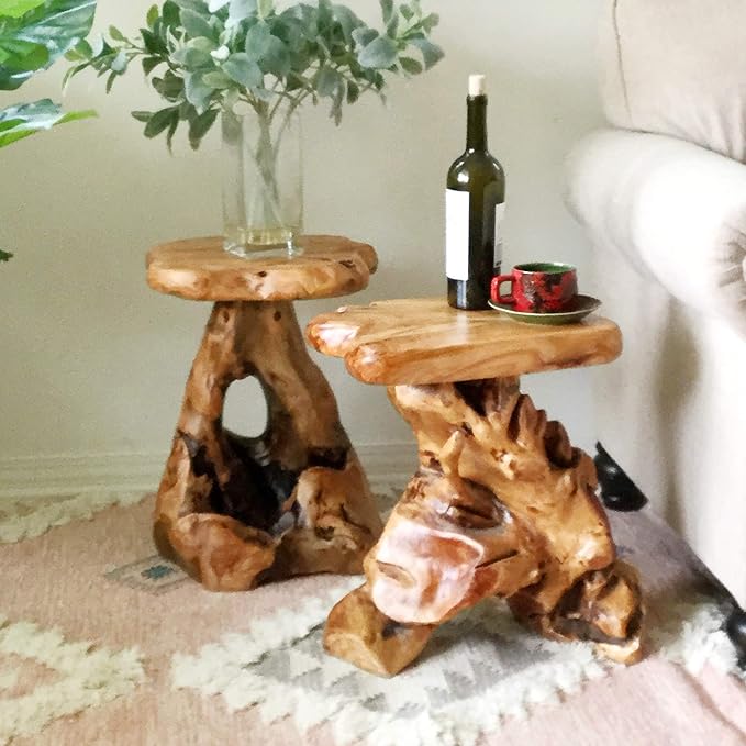 MISC Cedar Roots Natural Flower Stand Reclaimed Woods End Table Finish Wood - Image 3