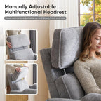 Oversized Power Recliner Chair, Chenille Glider Rocking Nursery Chair - Image 5