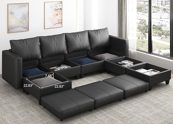 EASE MOOSE Armrest Module for Modular Sectional Sofa, Faux Leather Side - Image 2