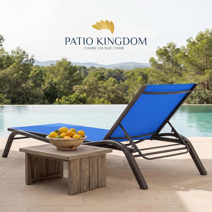 Patio Chaise Lounge Chairs Set of 6, All-Weather Aluminum Pool Loungers - Image 9