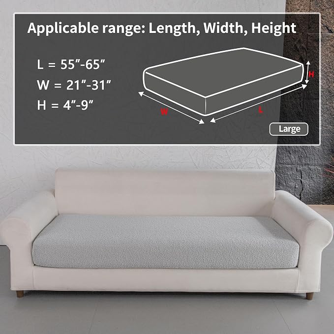 OHSIO Couch Cushion Covers for Sectional Sofa, Stretch Soft Sofa Slipcovers - Image 2