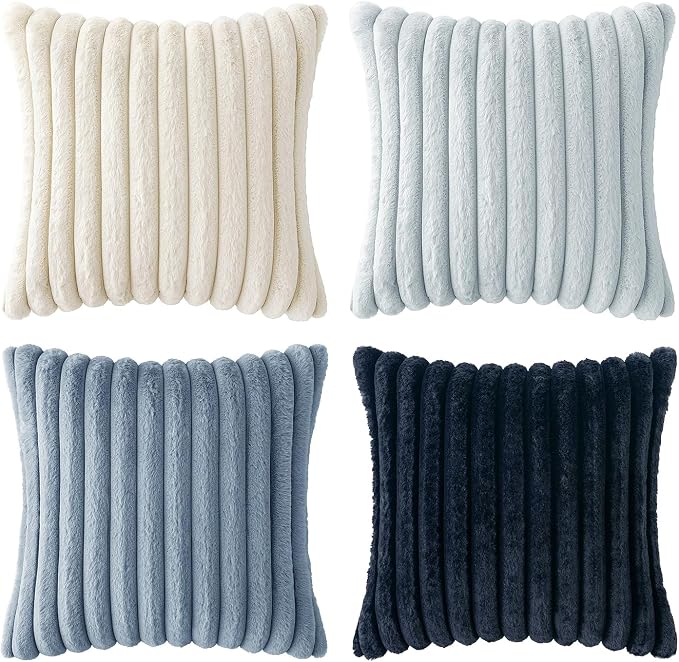 MIULEE Faux Fur Plush Decorative Throw Pillow Covers 16x16, Soft Coastal Modern - Image 8