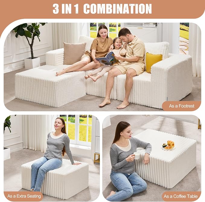 Hobestluk Rectangle Ottoman Memory Foam Footrest - Image 5