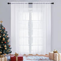 White Sheer Curtains 84 inches Long 2 Panels Set, Sheer White Curtains by OVZME