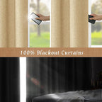 Natural Linen Full Blackout Window Curtains - Image 4