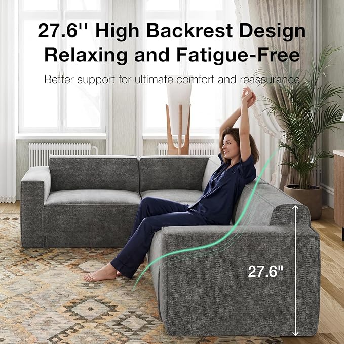 Novilla 142.5" Modular Sectional Sofa, No Assembly Cloud Sectional Couch - Image 5