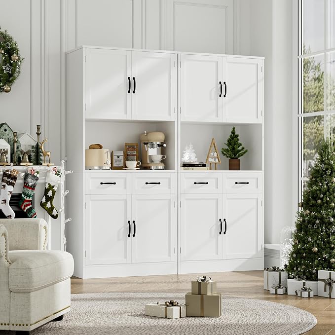 HOSTACK 71“ Tall Kitchen Pantry Storage Cabinet, Modern Kitchen Hutch Bar - Image 9