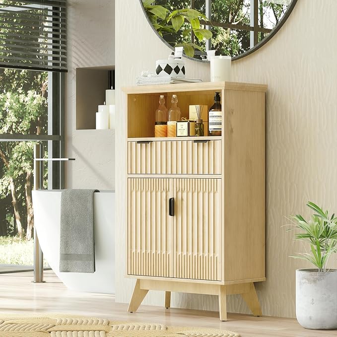 Fatmok Buffet Cabinet with Storage Seto of 2, Wood Buffet Sideboard Console - Image 6