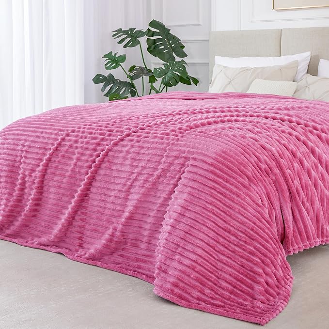 BEDELITE Ribbed Jacquard Hot Pink Blankets Queen Size - Image 8