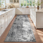 3x10 Grey Rug Runners for Hallways Kitchen Runner Rug Non Slip Washable Black - Image 3
