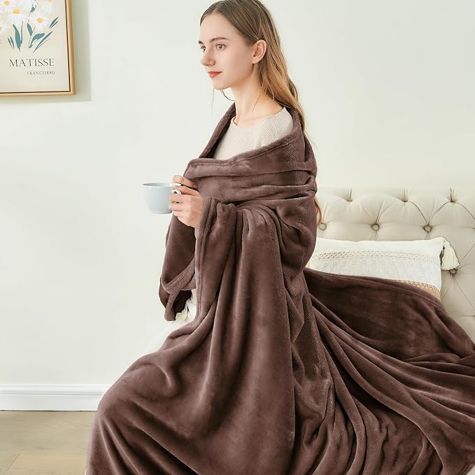 BEDELITE Fleece Blanket Soft Plush Twin Size Blanket Brown 60"x80" | Ultra Soft - Image 4