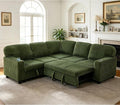 L-Shaped Sectional Couch with Storage and Pull Out Bed, Convertible Sofa Bed by LITVZ
