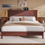 Lifezone King Bed Frame with Headboard, Solid Wood Bed Frame King Size with - Image 6