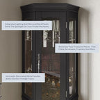 BELLEZE Lighted 3-Side Glass Display Curio Cabinet w/Tempered Glass Doors & - Image 4