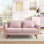 Tbfit 65" W Loveseat Sofa, Velvet Mid Century Modern Love Seat Couches - Image 3