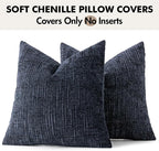 MIULEE Chenille Textured Throw Pillow Covers Navy Blue 20x20 Set of 2 | Slubby - Image 7