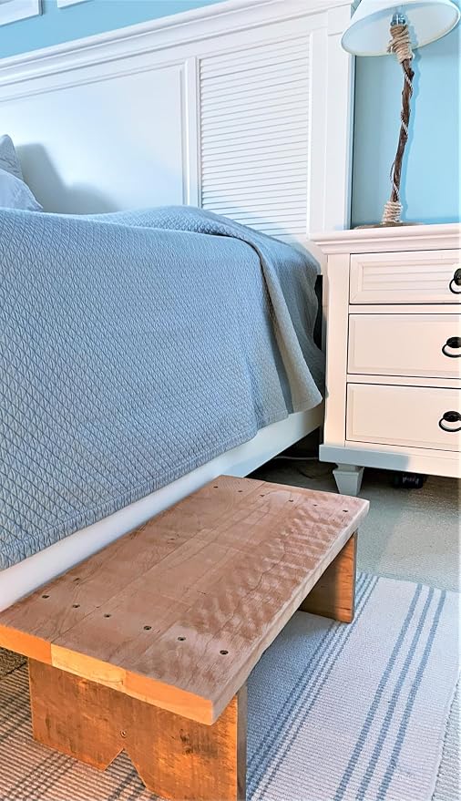 Classic Amish Reclaimed Wood Step Sitting Stool Footstool Deck Patio Door by Forest-to-Table