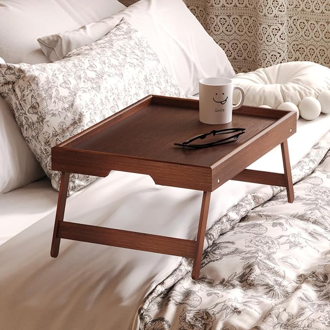 Fibogollo 2 Pack Bamboo Bed Tray Table - Image 3