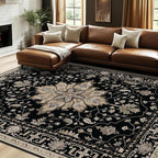 RELEANY Washable Area Rug, Water Repellent, Pet Friendly, Vintage Floral Boho by RELEANY