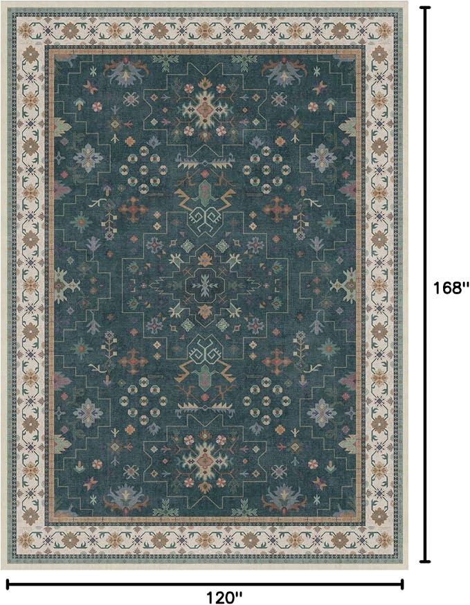 Dark Green Oushak Living Room Rug 10x14 - Image 2