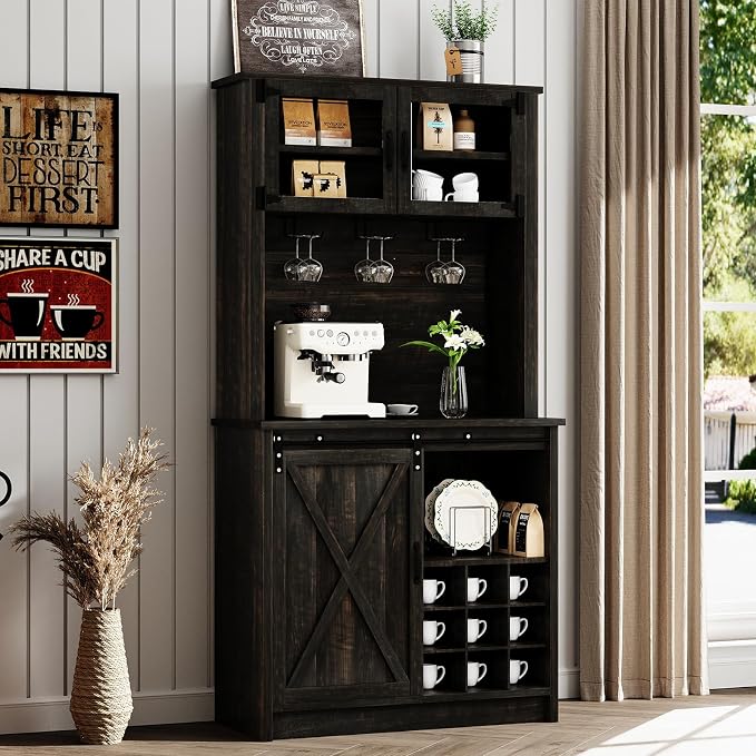 4ever2buy Farmhouse Coffee Bar Cabinet - Image 8