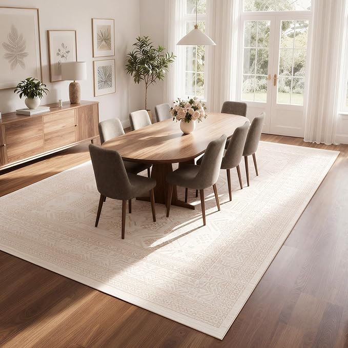 8x10 Retro Washable Area Rugs for Living Room, Dining Room- Brown | Ultra Soft - Image 7