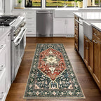 Yamaziot Washable Runner Rug, 3x6 Non-Slip Boho Vintage Hallway Kitchen Rug | - Image 7