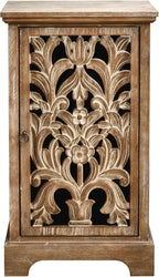eHemco Vintage Hollow Carved Door End Table, Storage Cabinet - Image 4