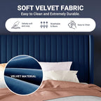 Allewie Full Size Velvet Bed Frame/Vertical Channel Tufted Wingback - Image 6